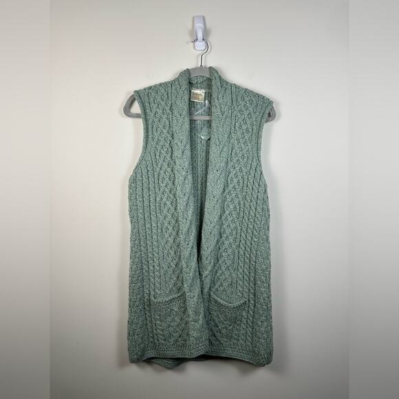 NWT Kilronan merino wool open front vest green - Picture 2 of 7